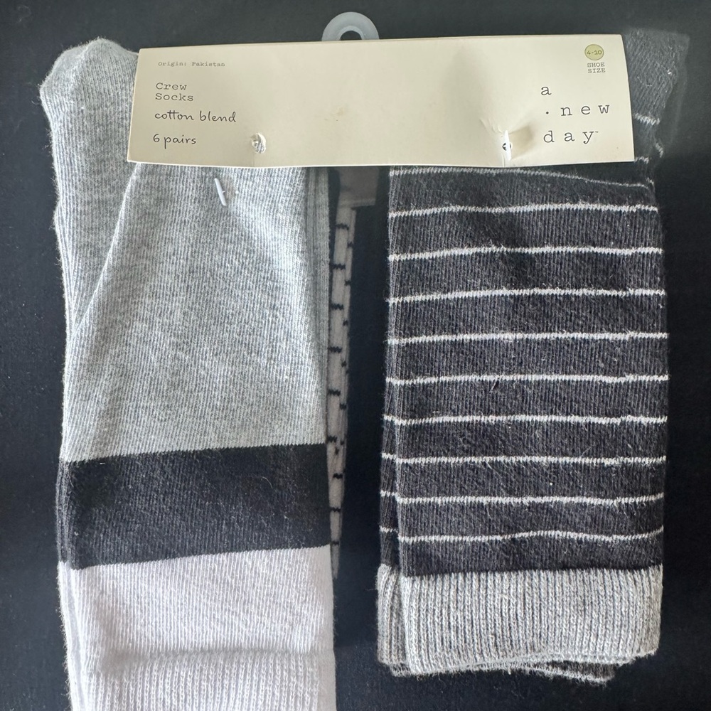 A New Day Black and Gray 6 Pack  Crew Socks
